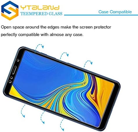 מגן מסך של ytaland [2 חבילה] עבור Samsung Galaxy A7 2018 SM-A750F, [דבק מלא] [כיסוי מלא] [0.3
